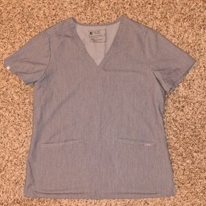 Figs Heather Gray V-Neck Scrub Top